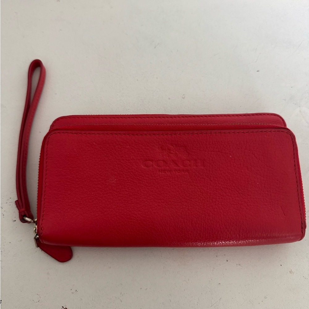 Coach Vibrant Red Leather Wristlet